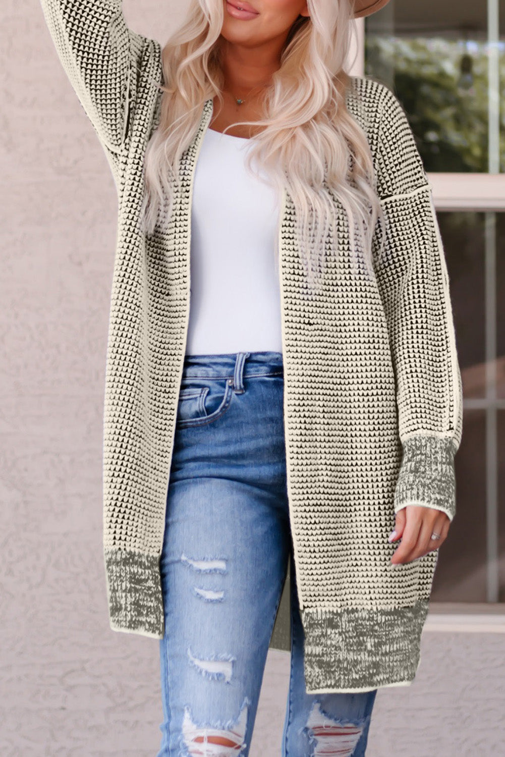 Heathered Open Front Longline Cardigan