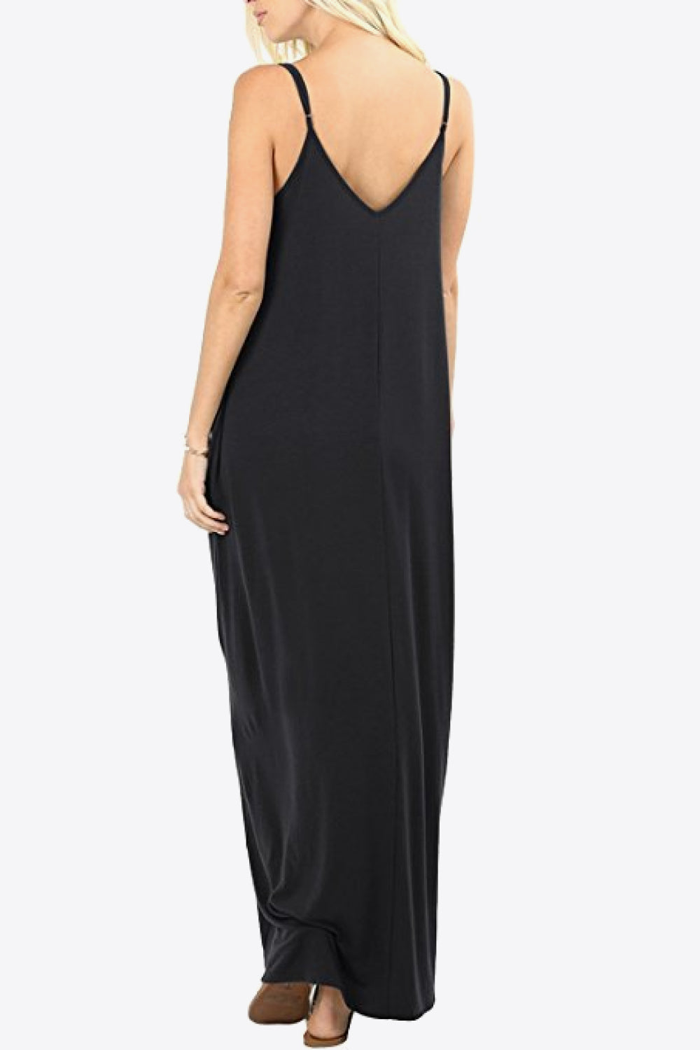 Spaghetti Strap V-Neck Pocket Maxi Dress