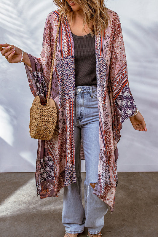 Patchwork Open Front Duster Kimono