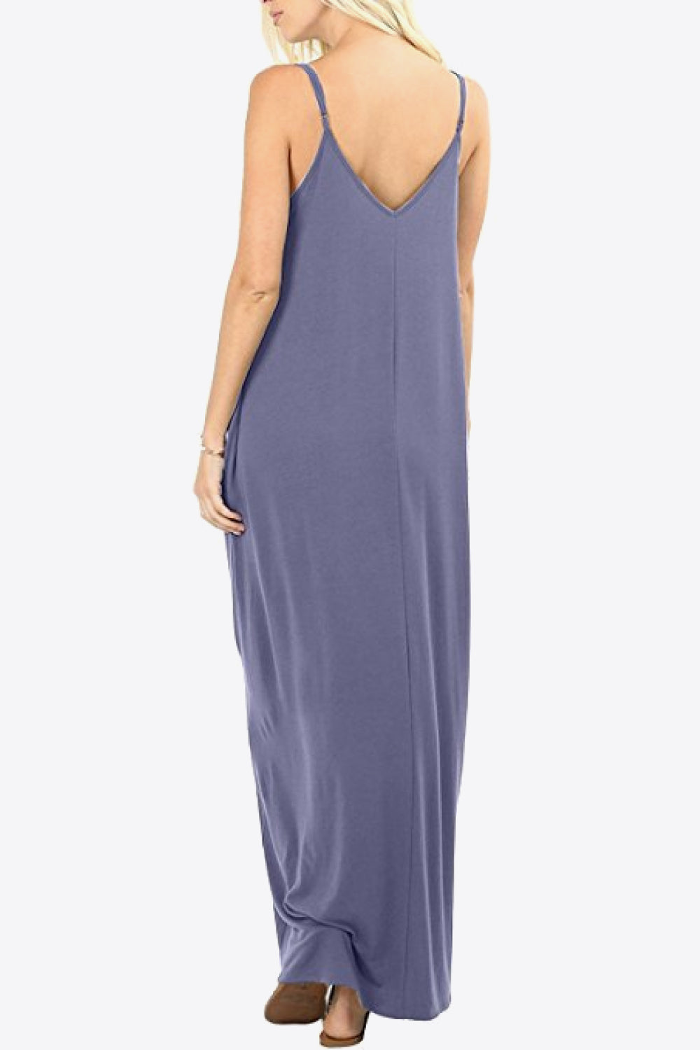 Spaghetti Strap V-Neck Pocket Maxi Dress