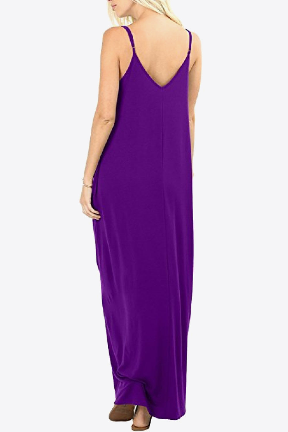 Spaghetti Strap V-Neck Pocket Maxi Dress