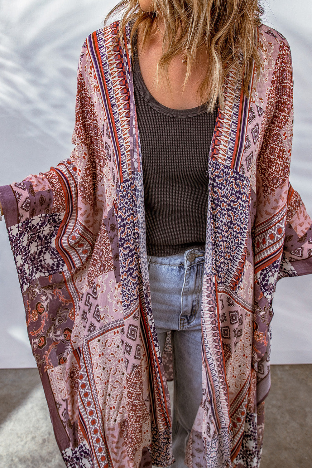 Patchwork Open Front Duster Kimono